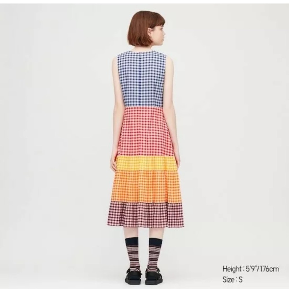 Uniqlo J.W. Anderson midi gingham colorblock dress
